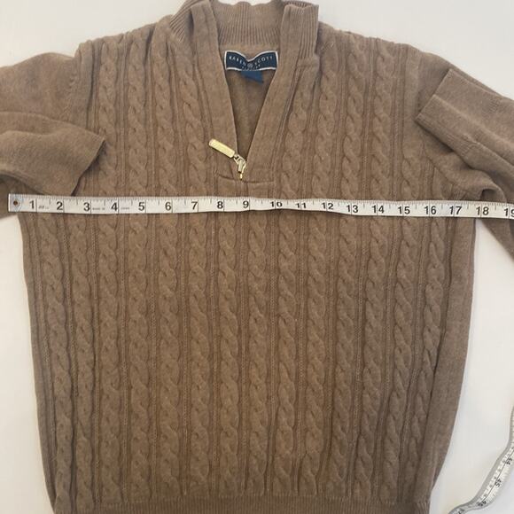 Karen Scott Petites Tan Cable Knit Long Sleeve Partial Zip Sweater EUC Sz SP - Picture 8 of 11